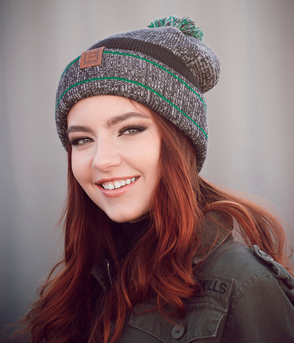 IE Heathered Pom Beanie