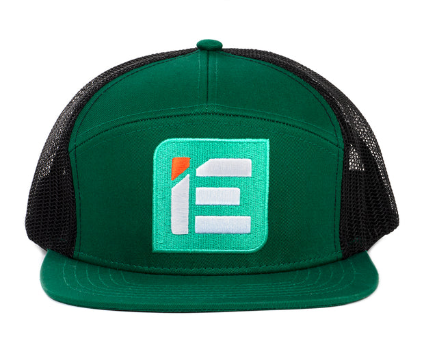 IE Green on Green 7 Panel Snapback Hat